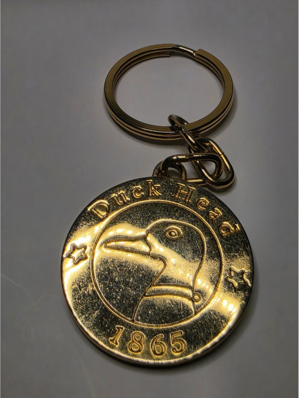 Duck Head Stars 1865 Gold Bronze Collectible Sturdy Key Ring Keychain Holder